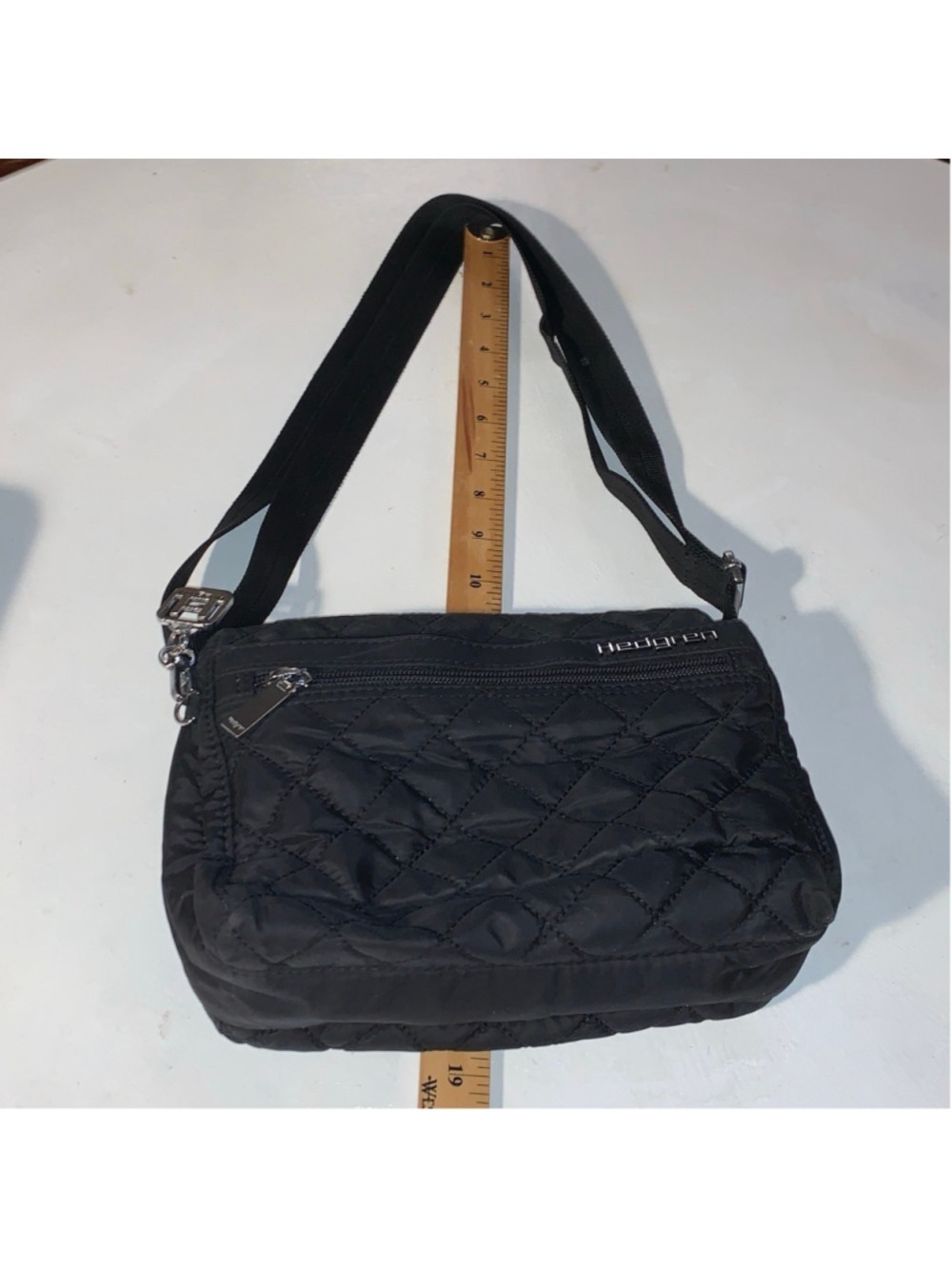 Women's Hedgren Black Quilted Crossbody Bag One Size with red Interior - Picture 13 of 16